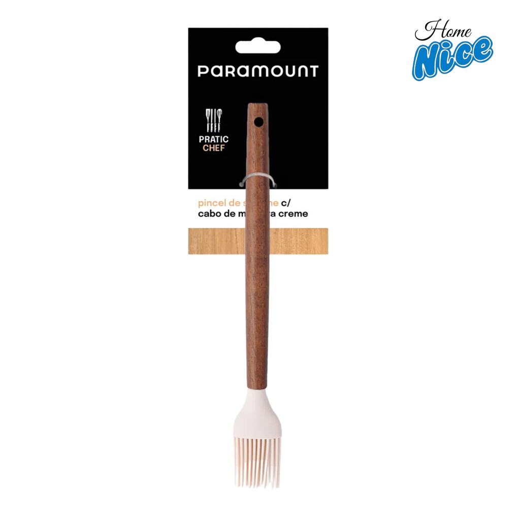 Pincel de Silicone Preto, Creme ou Verde Com Cabo de Madeira - Extrema Qualidade em Oferta na Shopee