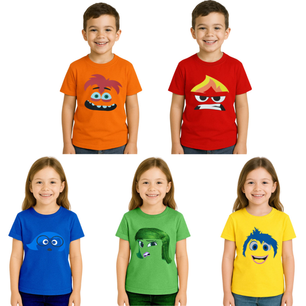 Camiseta Infantil Divertidamente Emoções Alegria Raiva Tristeza Ansiedade Juvenil Criança Promoção