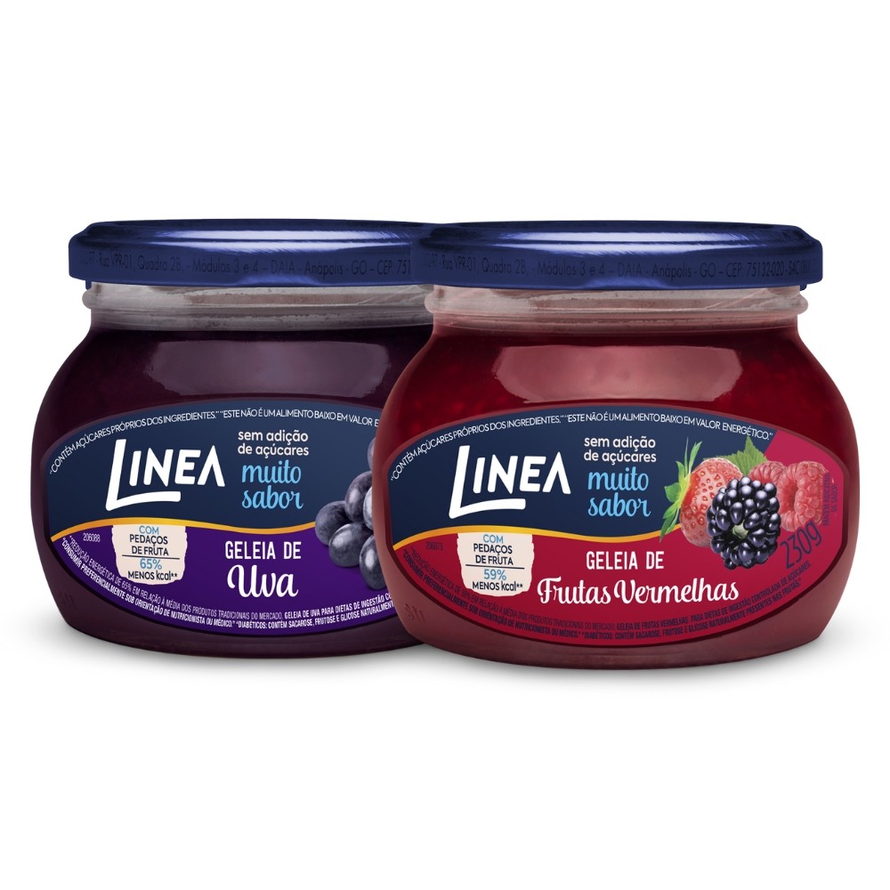 Kit 2 Geleias Linea Sabores Uva e Frutas Vermelhas de 230g