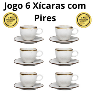 Jogo Conjunto 6 Xícaras Chá Café Com Pires Ryo Maresia Areia 220ml Oxford Porcelanas em Oferta na Shopee