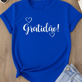 Camiseta Feminina Camisa Gratidão Tshirt Fio 30.1 100% Algodão Premium Várias Cores em Oferta na Shopee