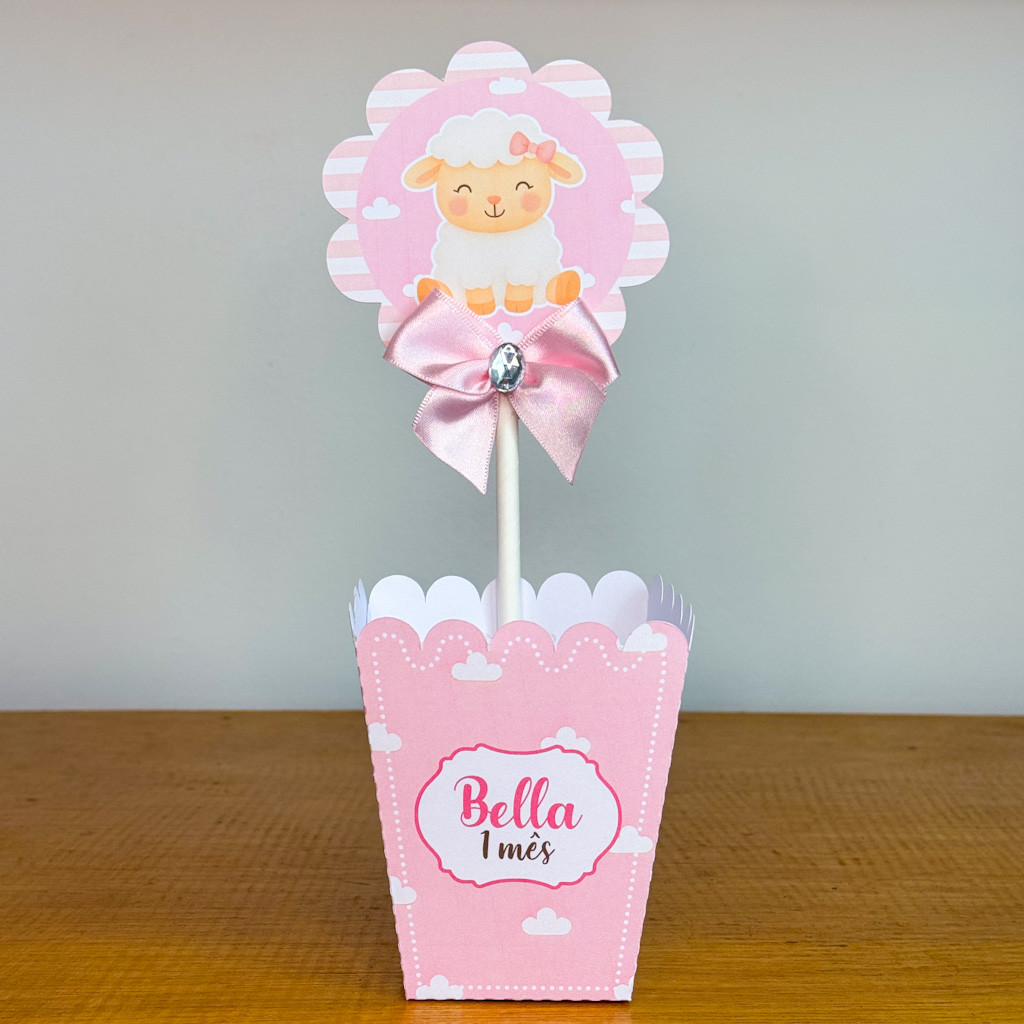 Centro de Mesa OVELHINHA MENINA (PEGUE E MONTE) / Cachepot Cachepô Personalizado/ Festa Aniversário Lembrancinha Mimo