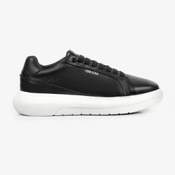 Tênis Sneaker Masculino Couro Ferracini Streetwear Sola Flat Preto Energy 8285-695A