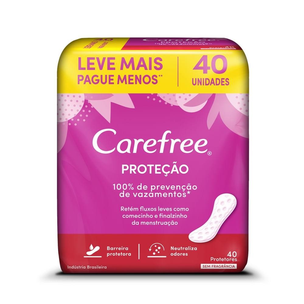 Protetor Diário Carefree Proteção Sem Fragrância 40Un em Oferta na Shopee