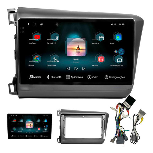 Multimidia Aikon Fóton G3 Civic G9 2012 /2016 8+256gb Octa 2k Carplay Android Gps Bluetooth Qled 9p