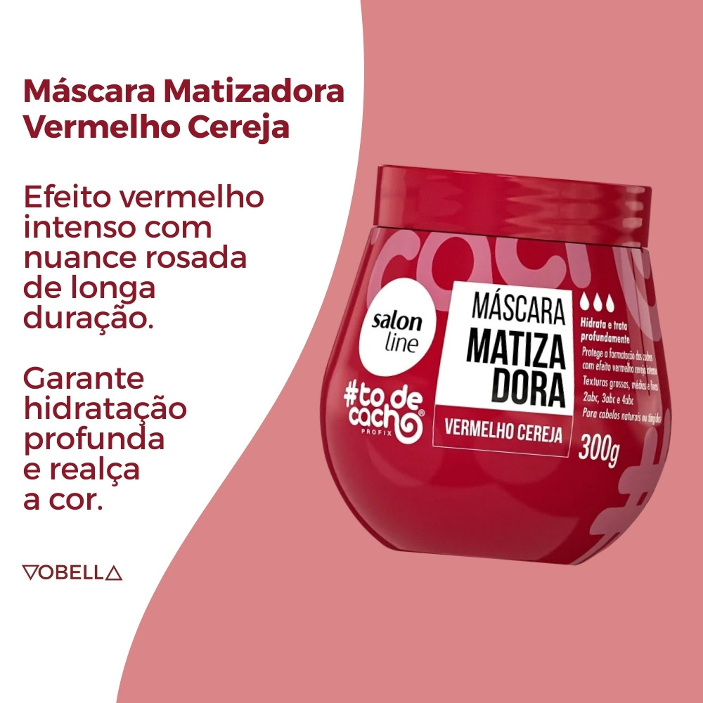 Detalhes do Máscara Matiza Vermelho Cereja To De Cacho Salon Line 300g