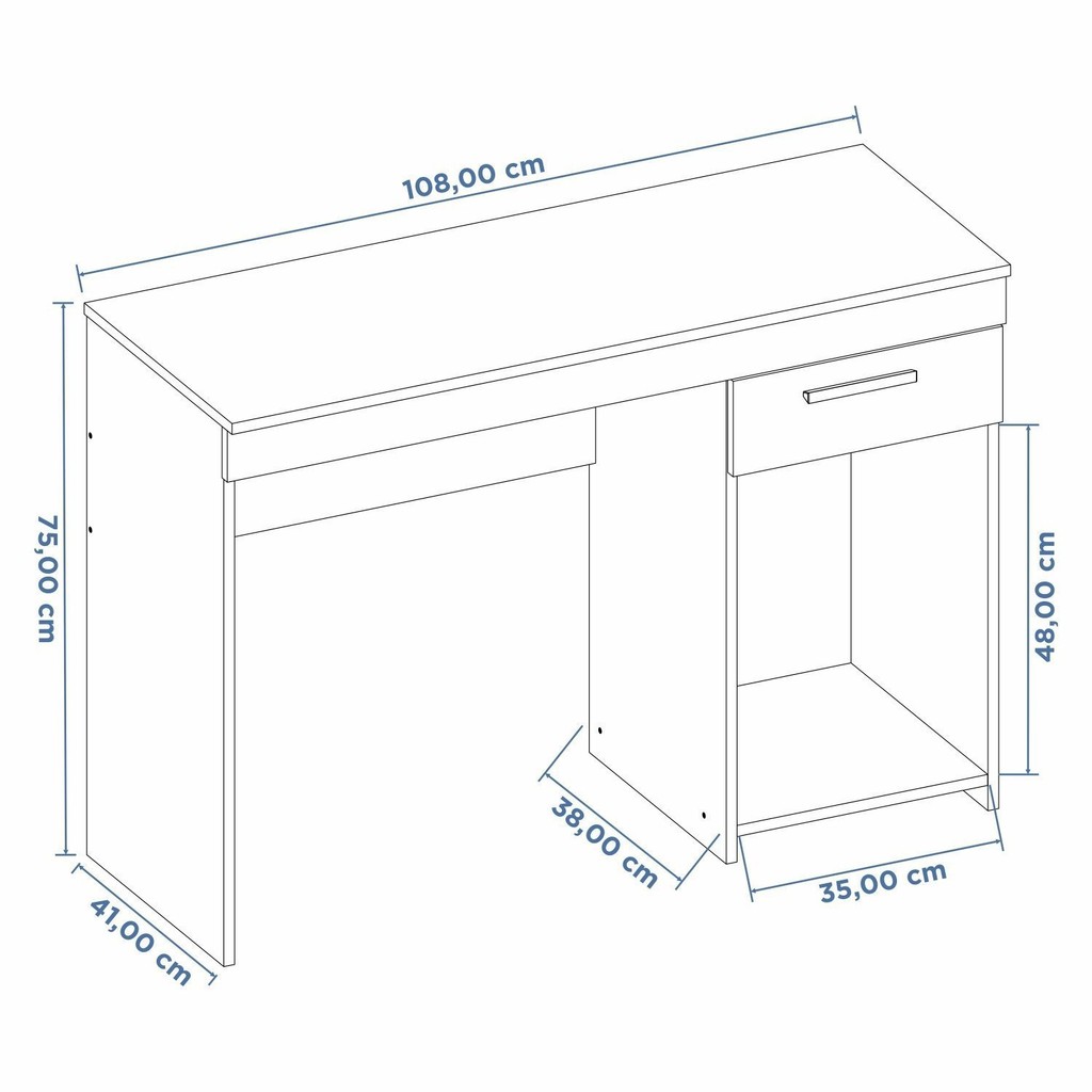 Escrivaninha Mesa Escritório 108cm 1 Gaveta Office NT 2070 Branco New