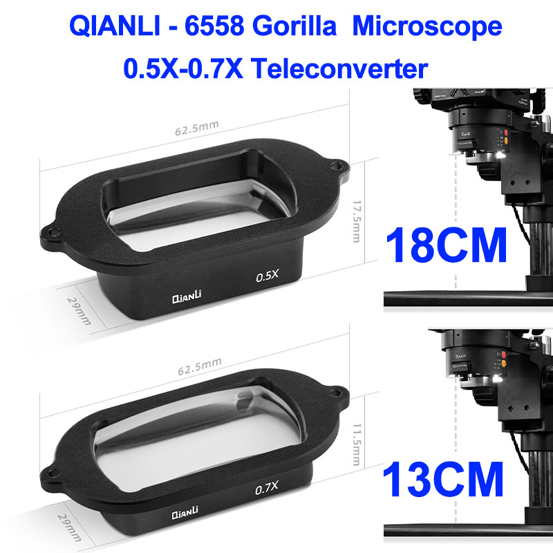 QIANLI Gorila Microscópio 0.5x 0.7x Teleconversor , Usando Luz Integrada Extensão YCS Aumenta A Distância De Trabalho