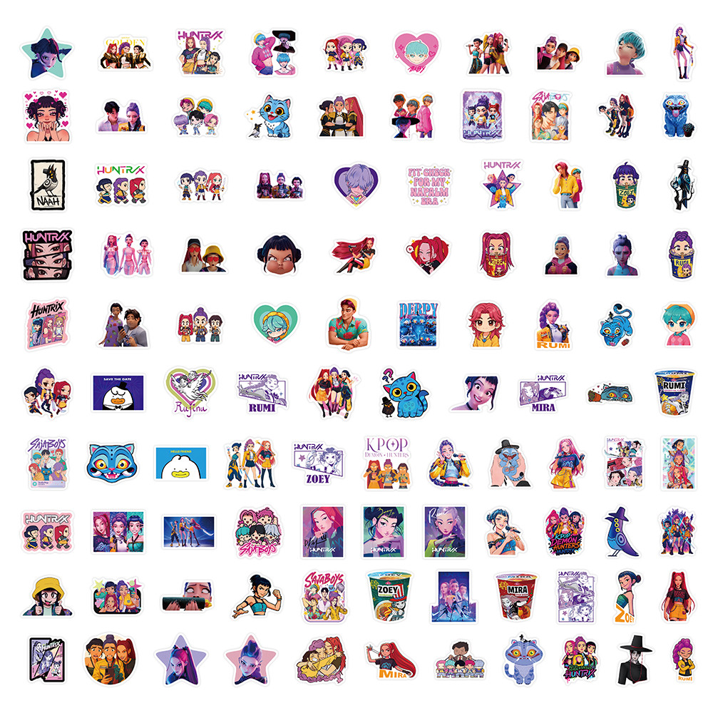 104 Peças De Adesivos K-POP Demon Hunters-Decalques Decorativos Para Notebooks , Capas De Telefone E Garrafas De Água