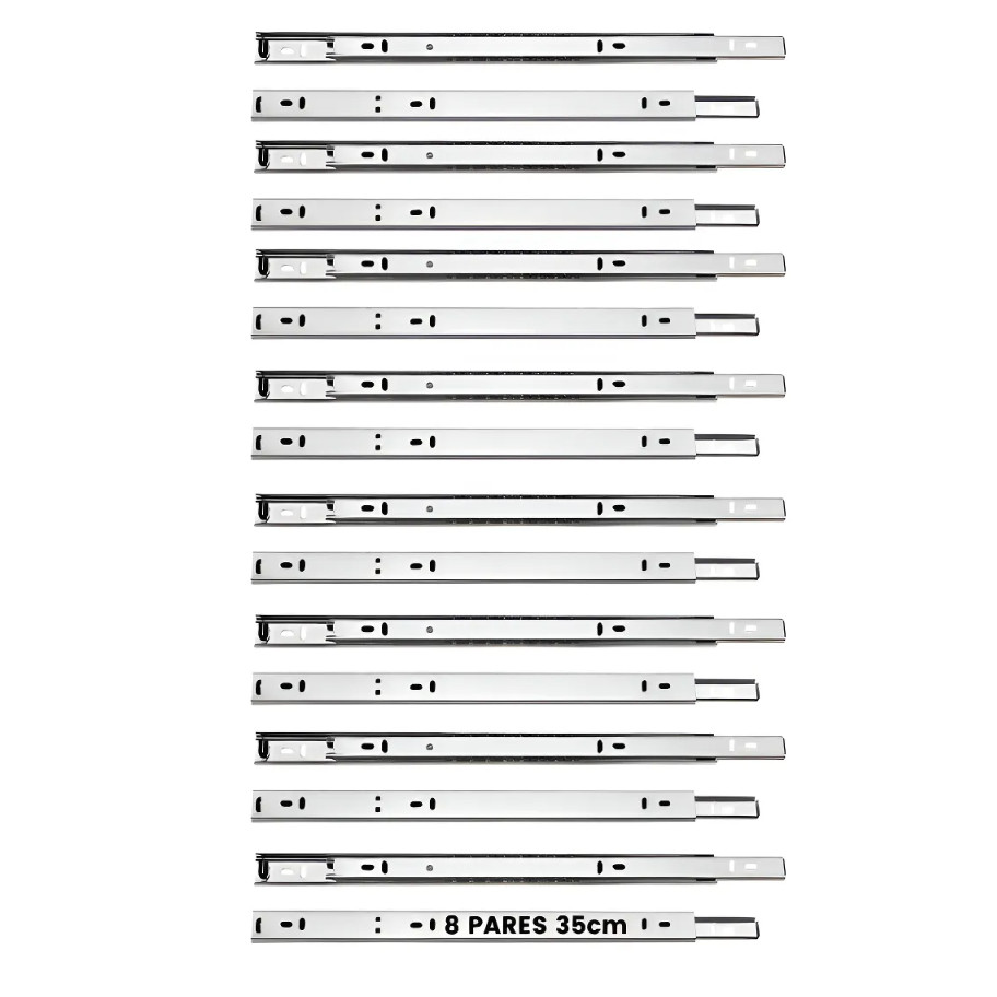 16 Corrediça Telescópica 35 cm Aço Zincado 8 Pares Reforçado Alta Resistência Móveis Armário Cozinha em Oferta na Shopee