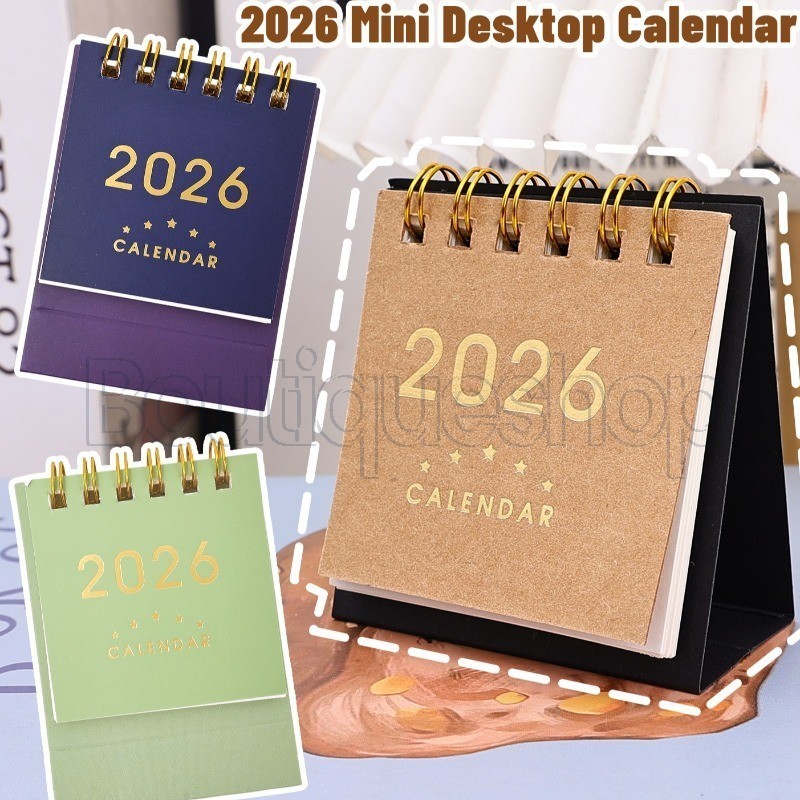 [Feliz Ano Novo] Calendário De Mesa Simples E Moderno-Caderno De Estudante-Livro De 2026-Página Flip Gravável-Papelaria