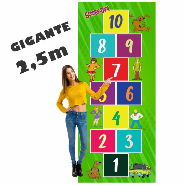 Lindo Tapete Jogo da Amarelinha Infantil Em Lona ScoobyDoo, Presente menino aniversário, dia das crianças, natal, aniver