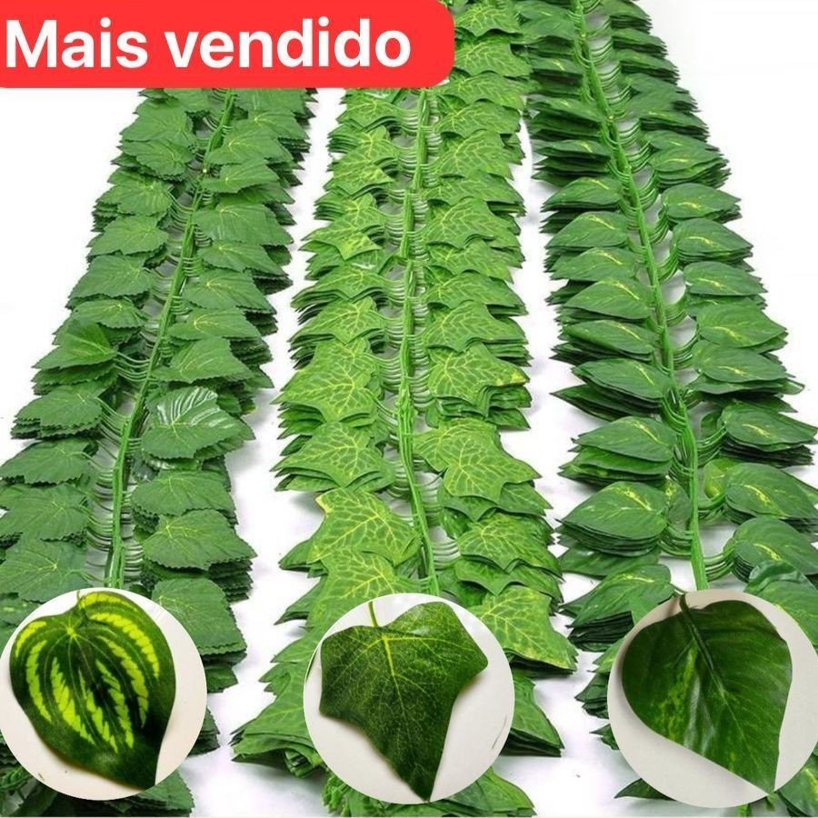 6 Metros Hera Artificial Cordão Folhagem Trepadeira Jardim Vertical