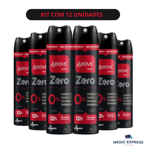 Kit com 12 Desodorante Antitranspirante Sem Alumínio | Above - Zero Men 150 ML