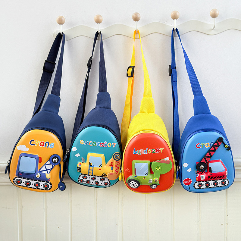 Moda legal moda crianças saco de peito influenciador menino escavadeira pequena mochila bonito menina bebê mudança saco