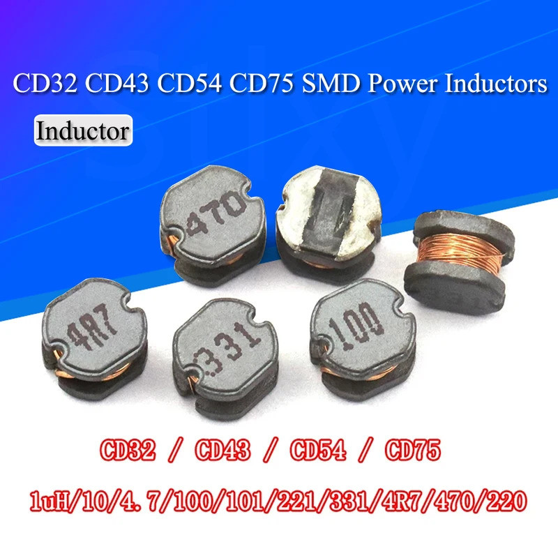 10 Pcs Indutores De Potência SMD CD32 CD43 CD54 CD75 2.2uH 3.3uH 4.7uH 6.8uH 10uH 100uH 150UH 220UH 330UH 470UH 680UH 10