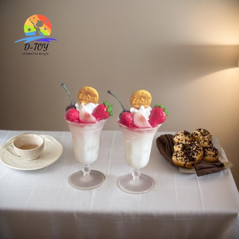 D-Toy 1 Peça Em Miniatura Casa De Bonecas Comida Rosa Copo De Sorvete Bebida Modelo Brinquedo Para Acessórios De Boneca