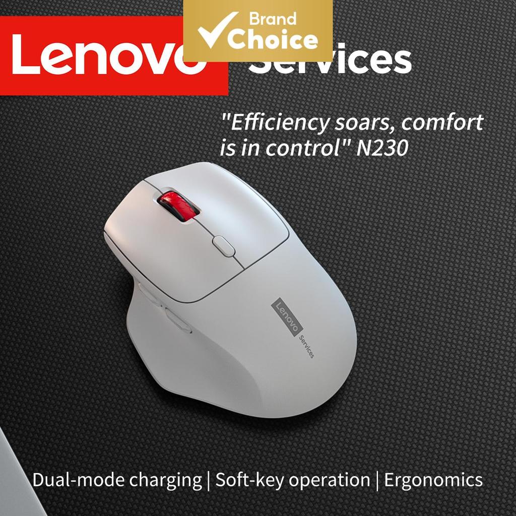 Mouse Sem Fio Lenovo com Forma Ergonômica para Jogos e Escritório, Conexão Dupla, Bateria de Longa Duração