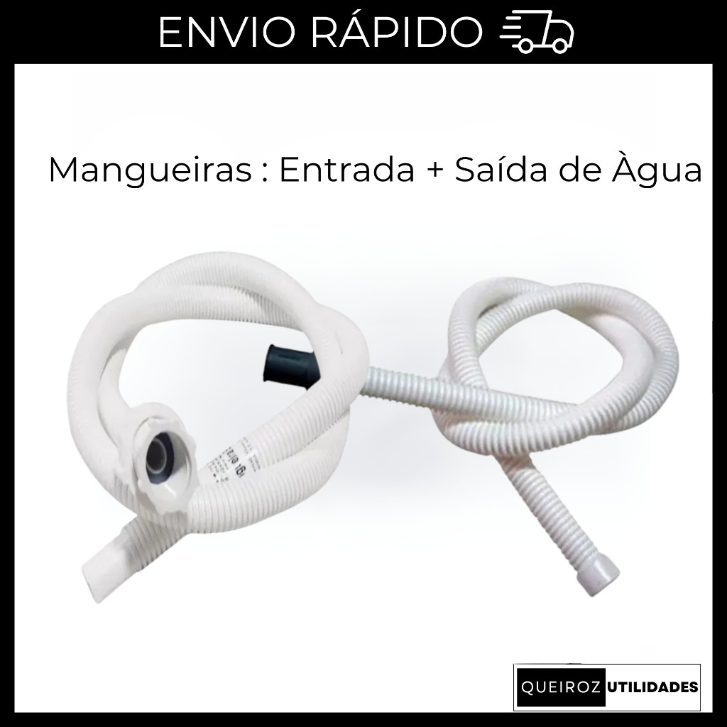 Desconto Kit Mangueira Entrada de Água 2,0M Para Tanquinho Colormaq + Mangueira Saída Sanfonada Com Luva 2,4M