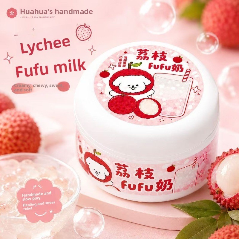 Lichia Fufu Milk Slime Borax-Free Thick Bubble Brinquedo De Alívio De Estresse Para Crianças E Adultos