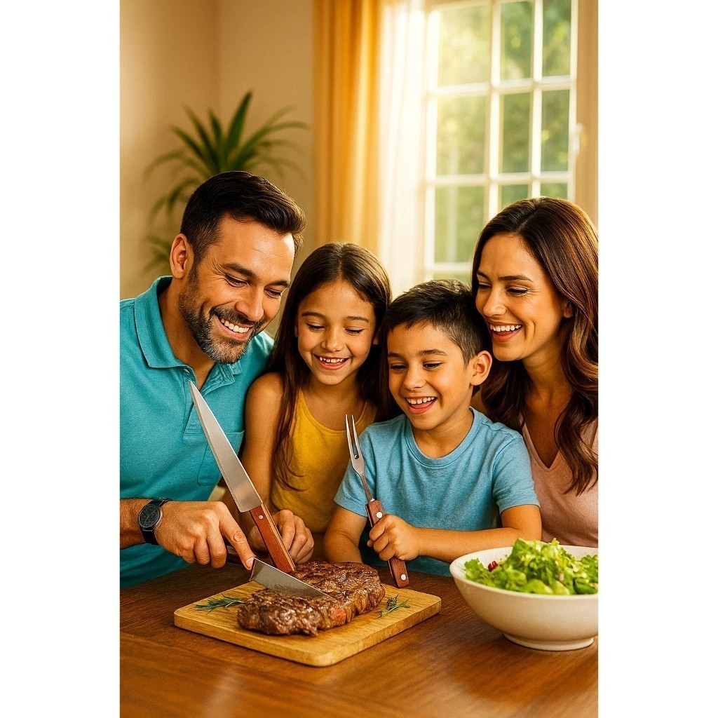 Kit Churrasco 3 Peças com Faca Garfo e Chaira em Inox ACHADINHOS SHOPEE