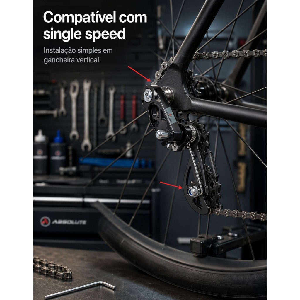 Tensionador Esticador Corrente Absolute Brutus Pro Ajustavel Bike Bmx Grau Freestyle