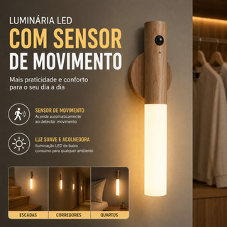 Luz branca quente com sensor de movimento magnético removível