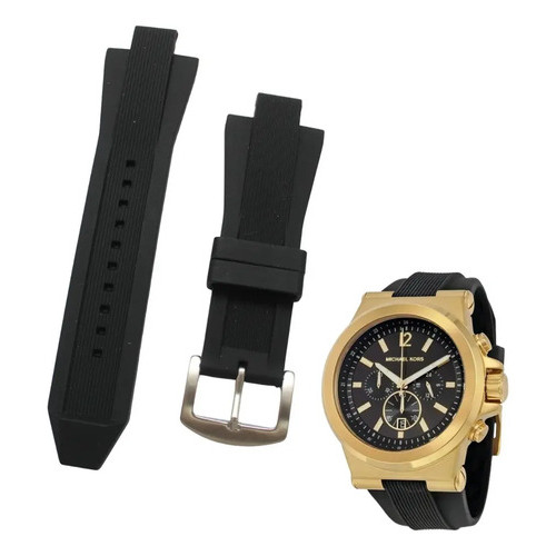 Pulseira Para Michael Kors Silicone Preta Frete Grátis Preto 66.04 Cm