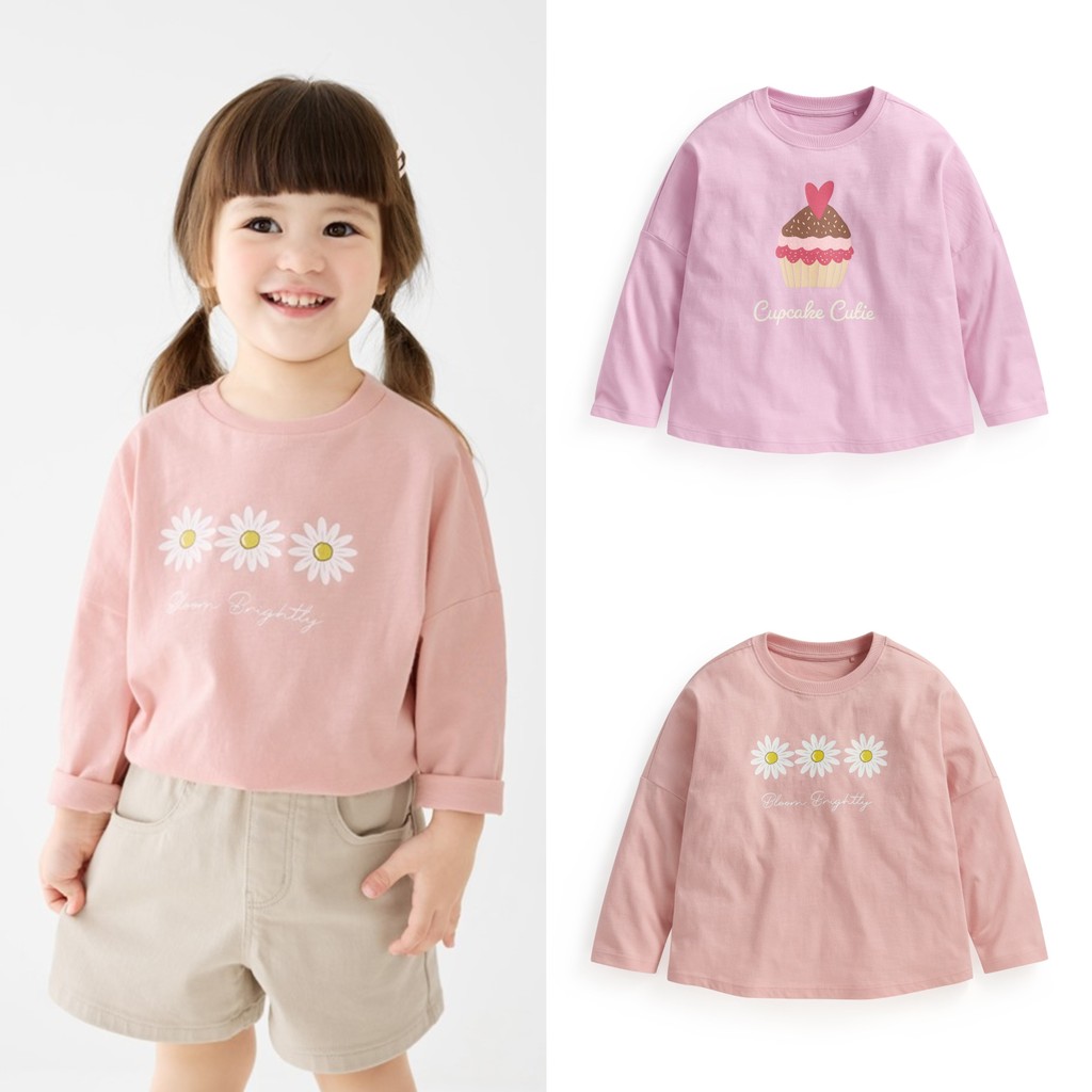 Crianças fina primavera outono puro algodão camiseta meninas macio pele-amigável em torno do pescoço camisa de fundo Slu