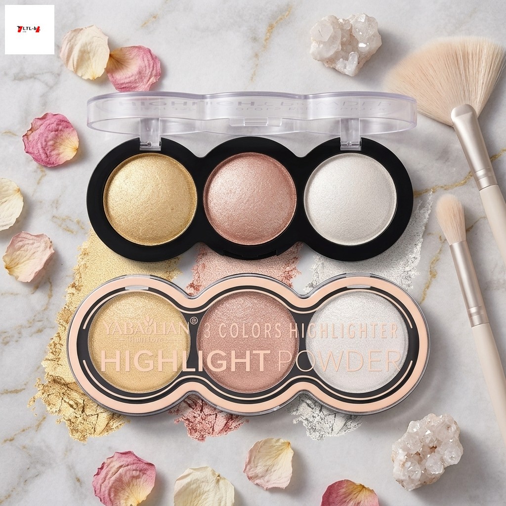 Paleta De Contorno De Blush Iluminador 3 Em 1 Suave Maquiagem Facial De Longa Duração Compacta