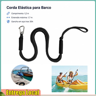 Corda elástica marinha preta com gancho adequada para corda de segurança de barco (1.2 m) forte e durável