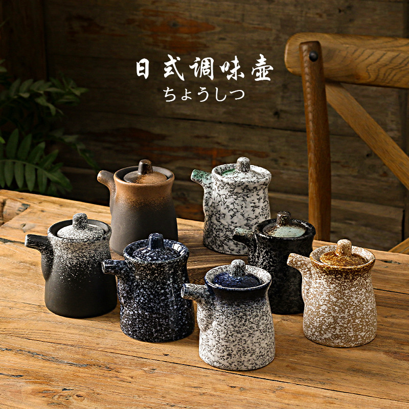 Japonês comercial cerâmica Lanzhou Ramen vinagre pote pimenta pote tempero caixa tempero pote garrafa de óleo grande pot