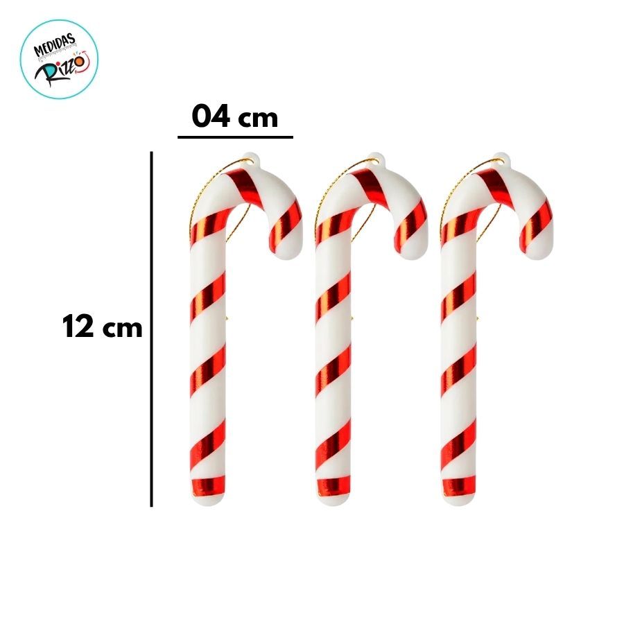 Enfeite Para Pendurar de Natal - Bengala Doce - 12cm - 3 unidades - Rizzo — imagem 2 de 2