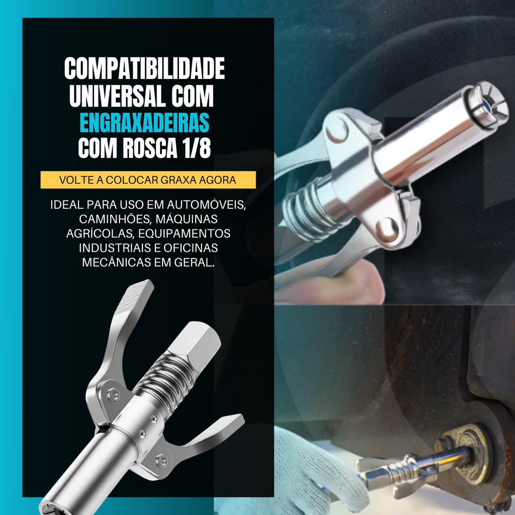 Acoplador De Pistola De Graxa 10000 PSI , Bico Lubrificante Fácil Para Manutenção De Automóveis — imagem 2 de 2