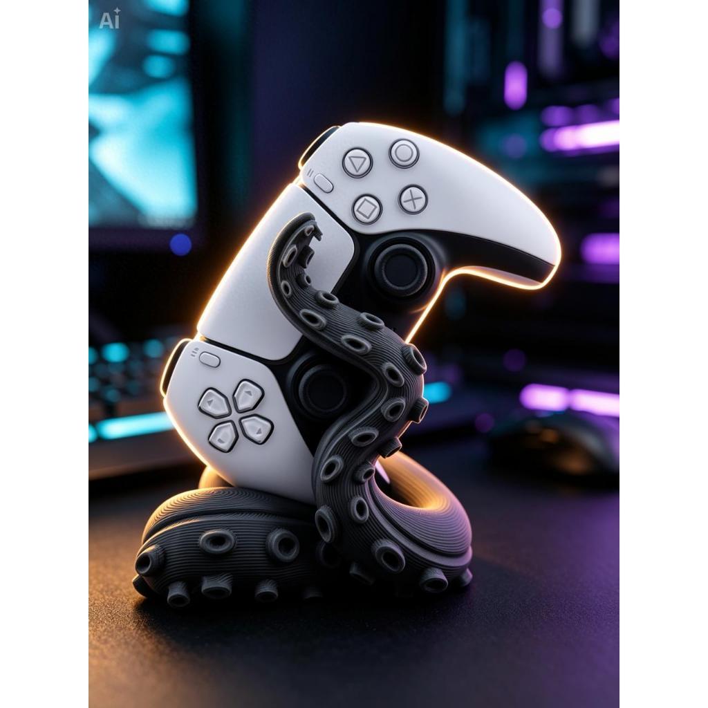 Suporte de Mesa Para Controle Gamer Formato de Tentáculo de Polvo PS5 XBOX PC Stand Decoração Geek