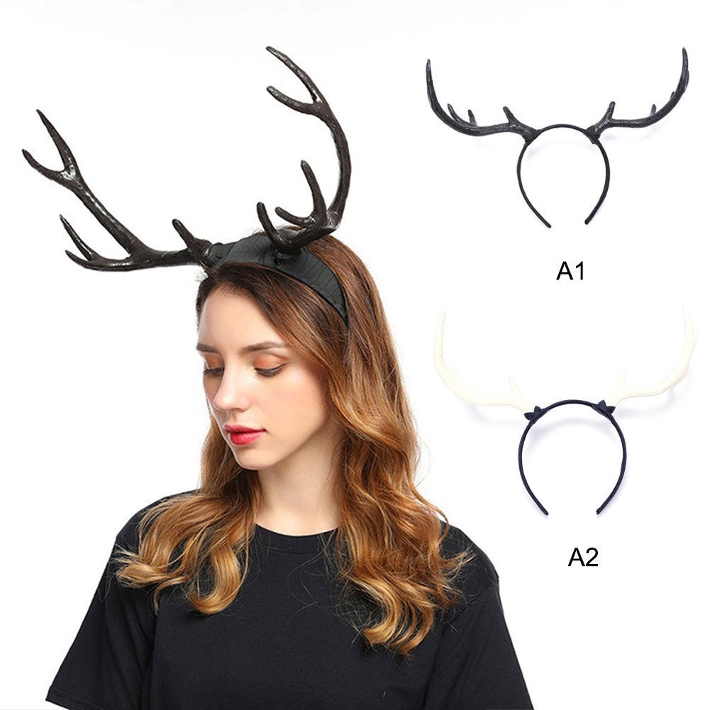 [Chifres De Veado Bandana Headpiece Halloween Natal Cosplay Cocar Headwear Antler Fantasia Traje Chapelaria Suprimentos