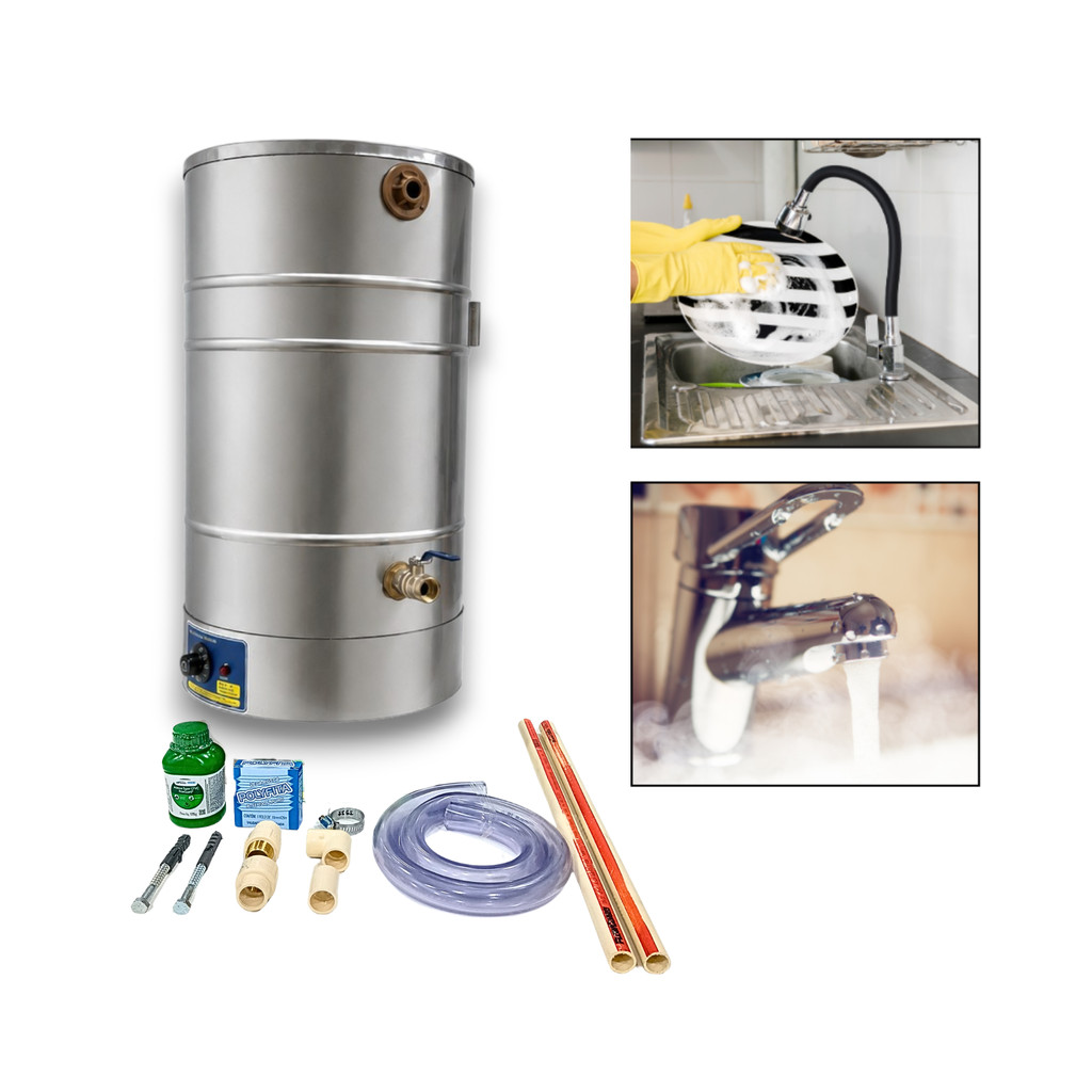 Aquecedor Elétrico 120 º G  Água Inox 50 Litros com Kit Conexões