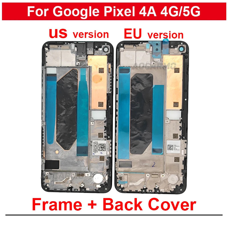 Para Google Pixel 4A 4G 5G: Substituição de Estrutura Central + Tampa Traseira da Bateria + Suporte do Display LCD + Ade