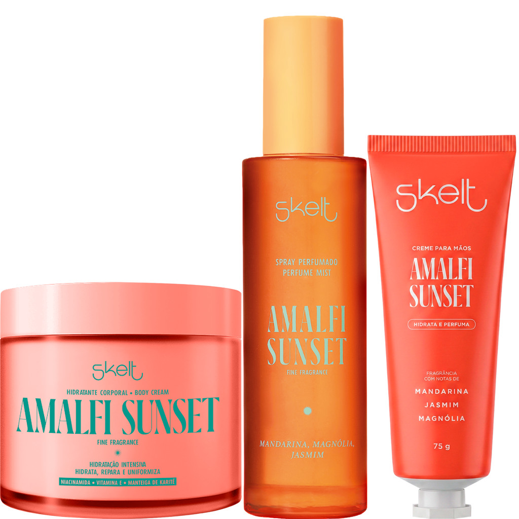 Kit Creme de Mão + Bodysplash + Hidratante Corporal Amalfi Sunset
