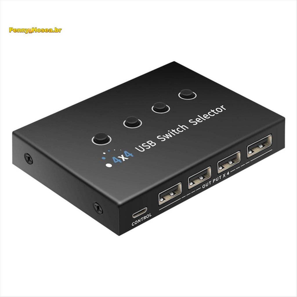 [Vendas Quentes P] 4 Em 4 Saídas KVM USB2.0 Switch Hub Adaptador USB2.0 Impressora Splitter Switcher Para PC Laptop Tecl