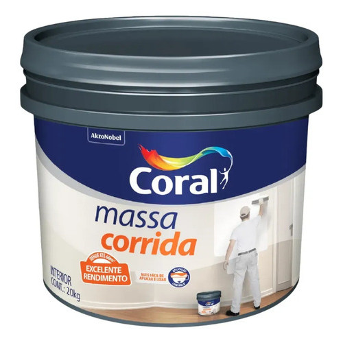Massa Corrida Pva Coral 20kg Branca Interior Acabamento Liso