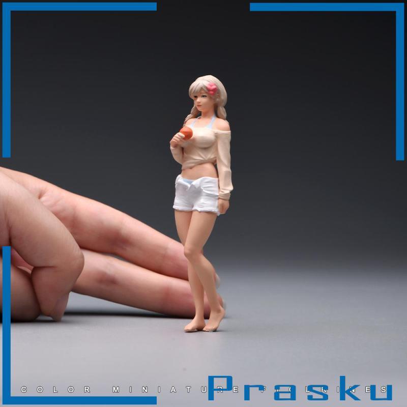 [Prasku] Figura De Menina Em Miniatura Modelo 1 Estatueta Colecionável De Resina Escala 24 Para Arquitetura Decoração De