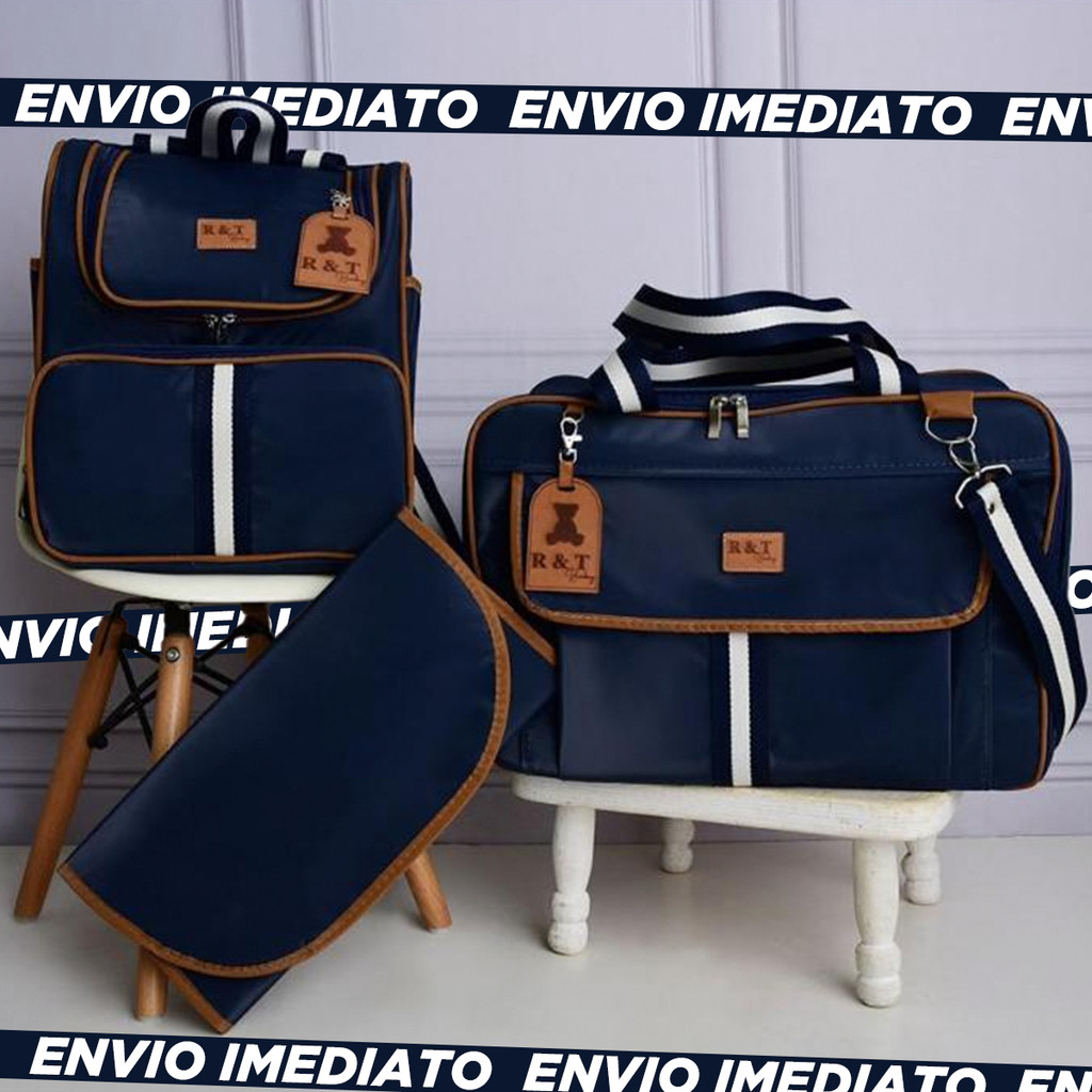 Kit Bolsas Maternidade Mala De Bebê Com Mochila Grande E Trocador
