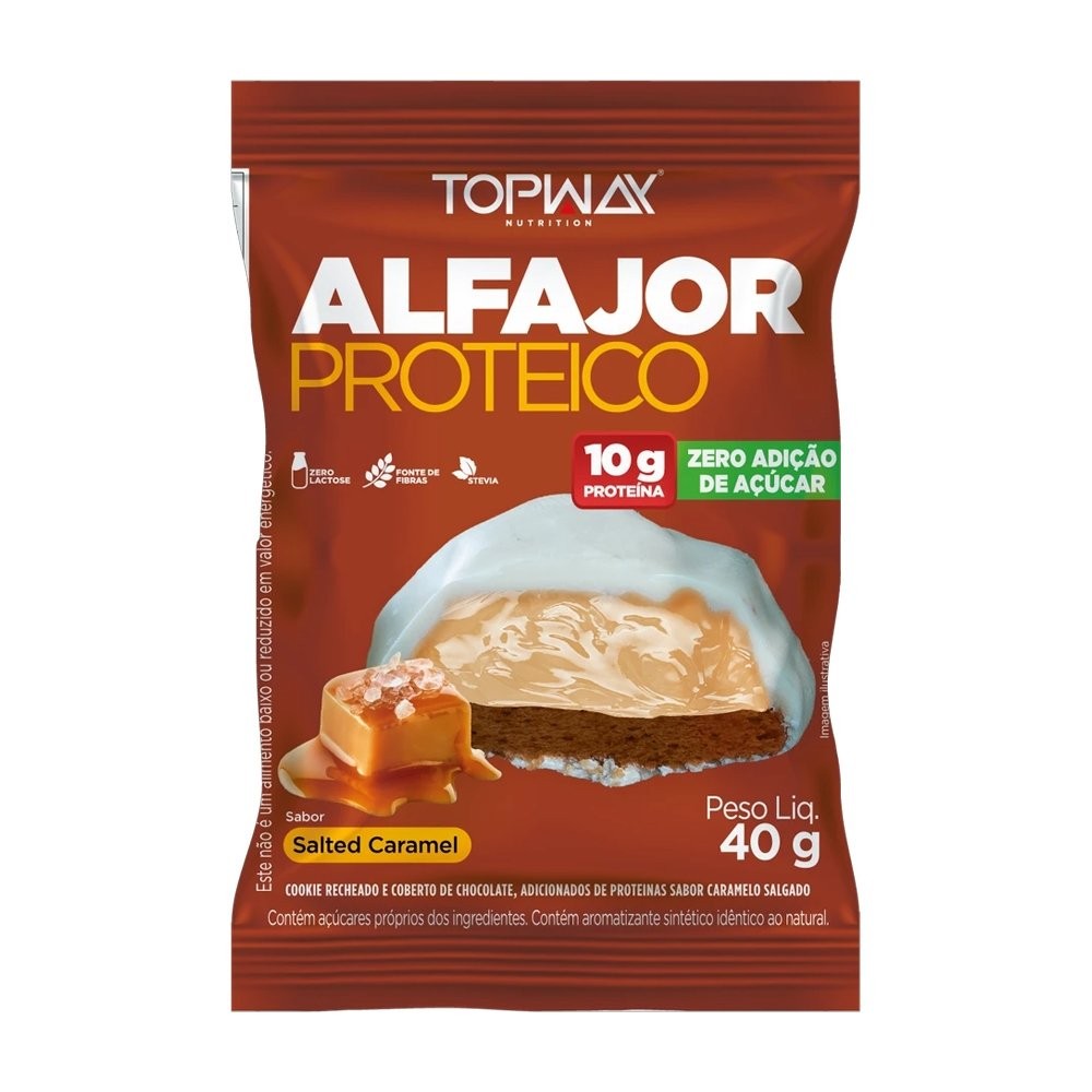 Alfajor Topway com Proteína Salted Caramel 40g - Embalagem com 10 Unidades