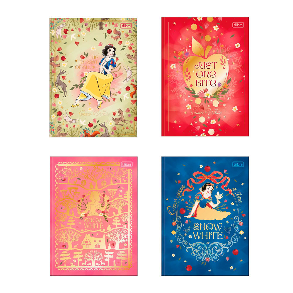 Caderno brochura capa dura colegial 10x1 160 folhas Branca de Neve Tilibra