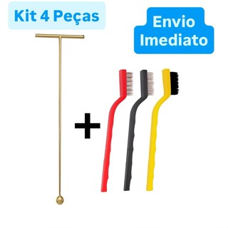 Kit 4 Itens 3 Escova De Aço Limpeza Fogão Forno Aço Latão Nylon + Chave T Canhão 10mm Para Agitador Máquina De Lavar em Oferta na Shopee