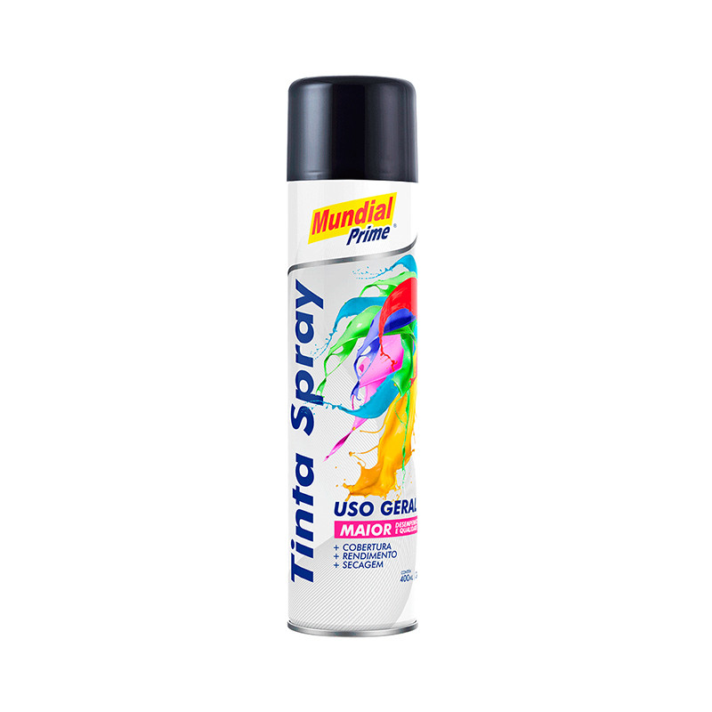 Tinta Spray Preto Brilhante 400ml Mundial Prime - Ae01000102 em Oferta na Shopee