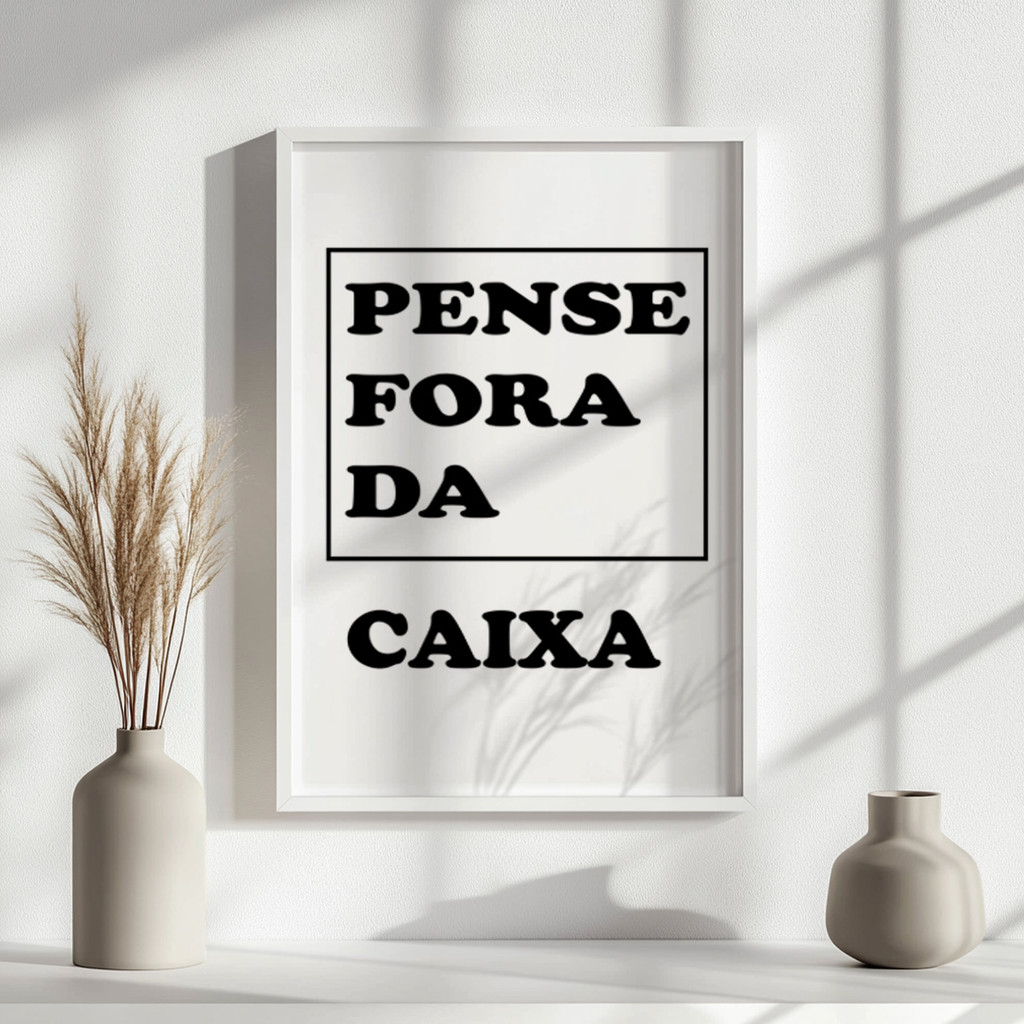 Quadro Frase Motivacional Pense Fora Da Caixa Decoração Moderna Escritório Inspiração