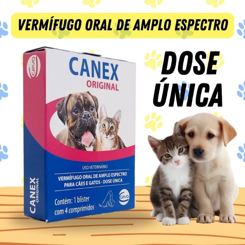 Canex Vermifugo Original Cachorro Gato - 4 Comprimidos Anti Vermes Dose Unica em Oferta na Shopee