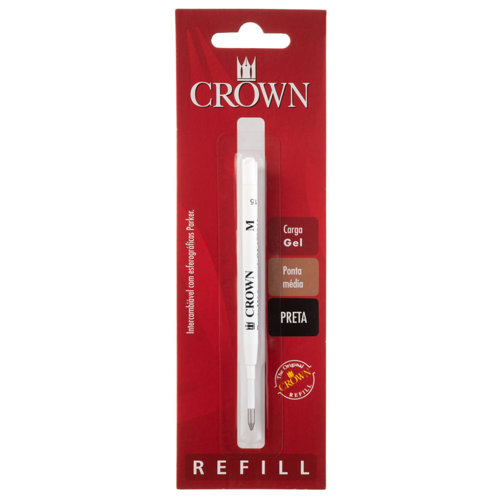 CARGA CROWN ESFEROGRAFICA GEL TIPO PARKER Cor: Preta | CA17004P em Oferta na Shopee
